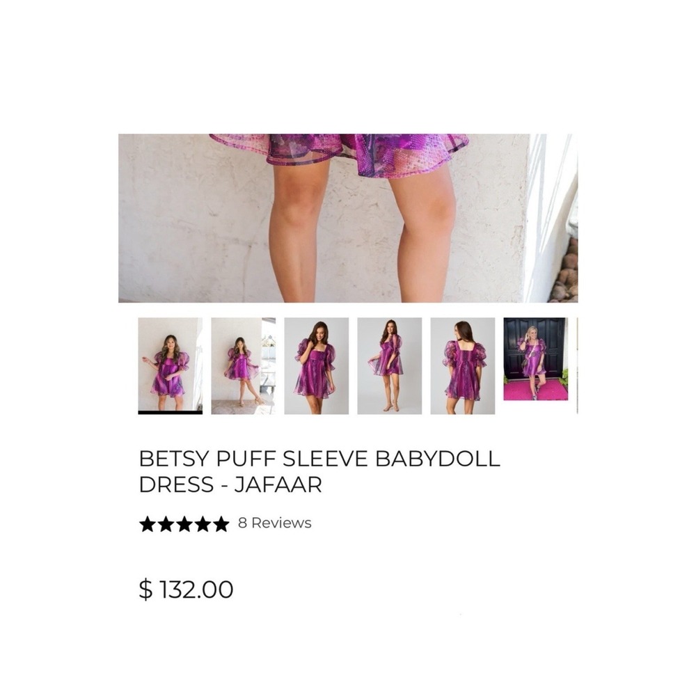 Buddy Love Women's Sz M Betsy Puff Sleeve Babydoll Dress Preppy Country Glam NWT - Picture 4 of 15